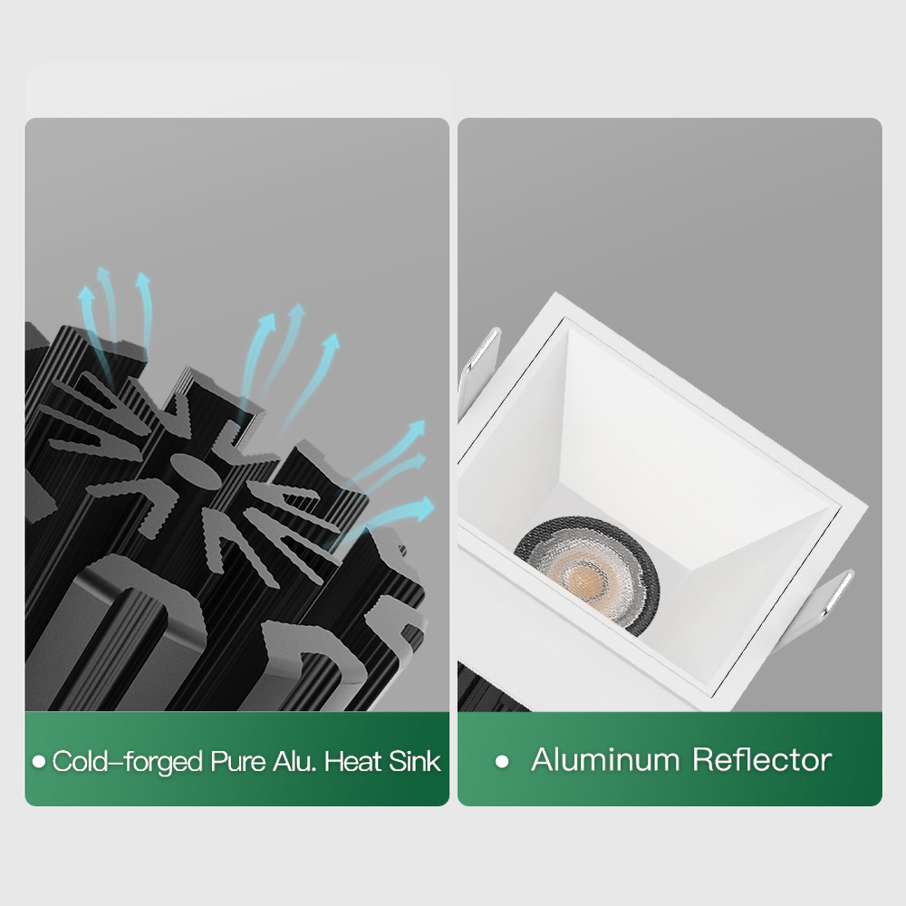 Square waterproof ceiling spotlight for balcony, terrace and modern exterior soffit lighting projects