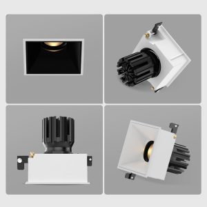 Square recessed single-head spotlight, angle adjustable, suitable for modern home corridors, kitchens, and open plan living areas