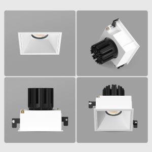 Minimalist square recessed spotlight for luxury living room, retail store and gallery lighting applications