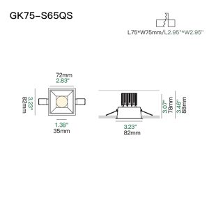 05 GK75-S65Q Modern square waterproof downlight for patio ceiling, veranda and outdoor architectural lighting design