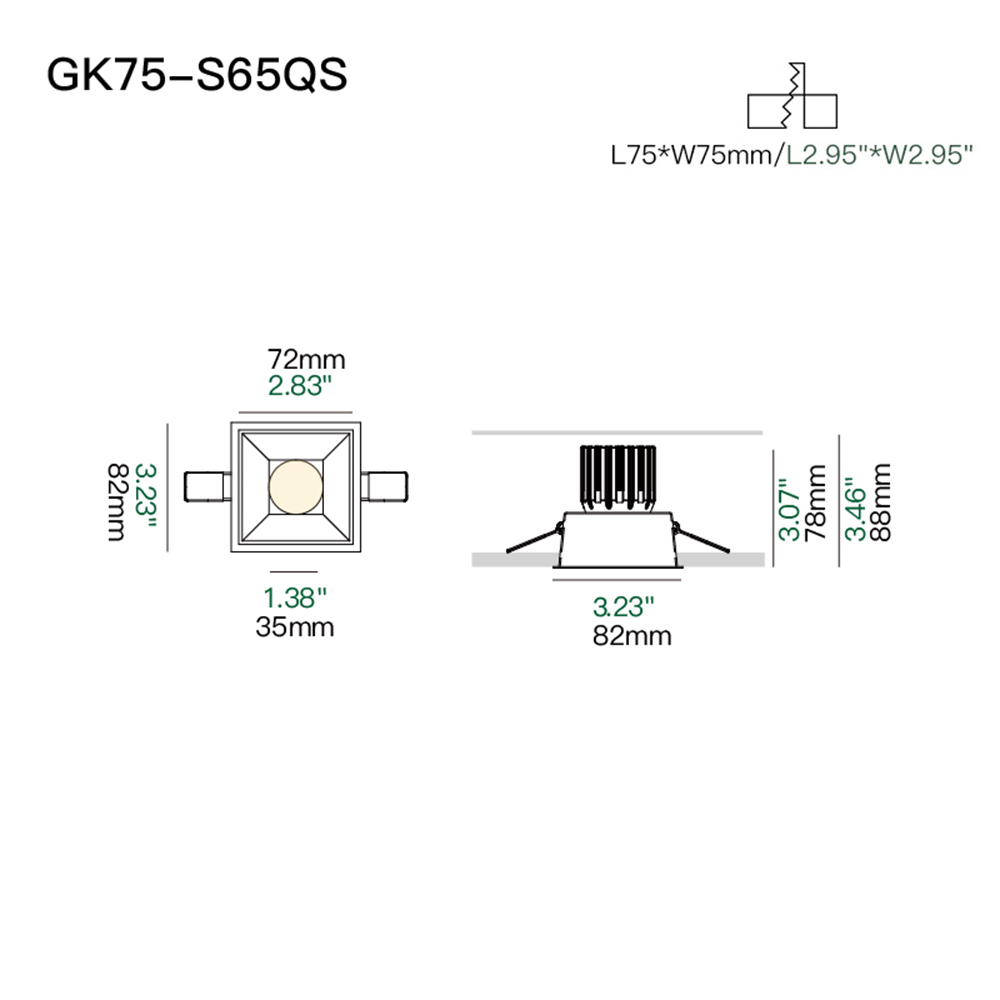 Modern square waterproof downlight for patio ceiling, veranda and outdoor architectural lighting design