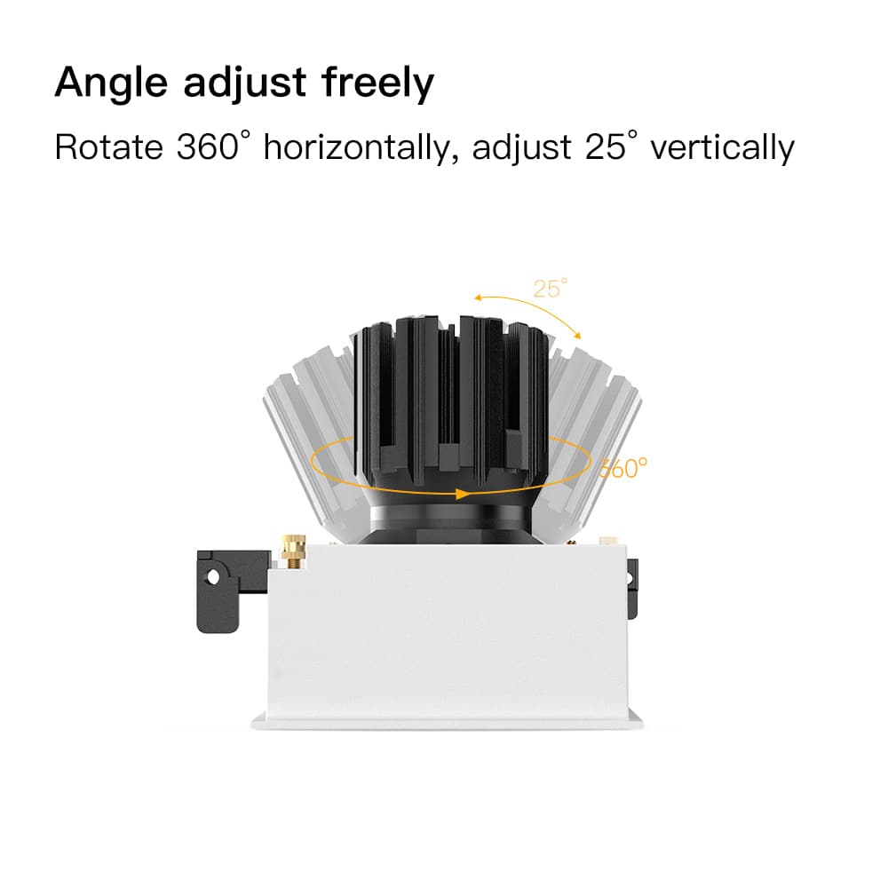 IP20 single-head recessed ceiling spotlight, angle adjustable, ideal for highlighting furniture, art, and hallways in modern homes