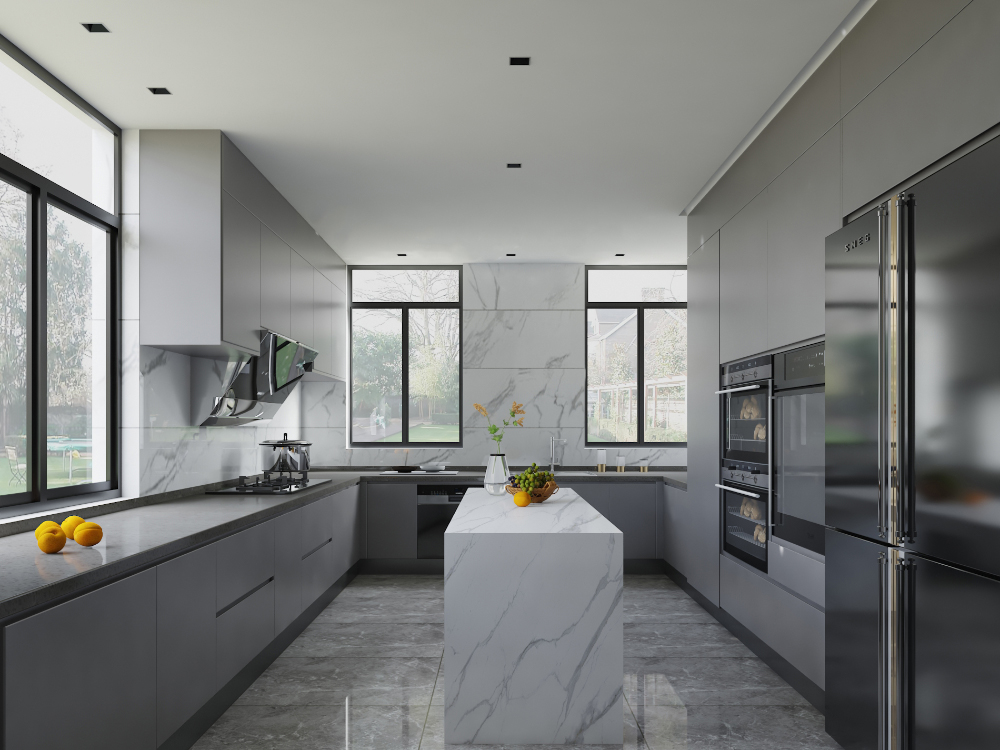 3 inch square recessed ceiling spotlight, architectural downlight for modern dining space with soft warm ambient lighting