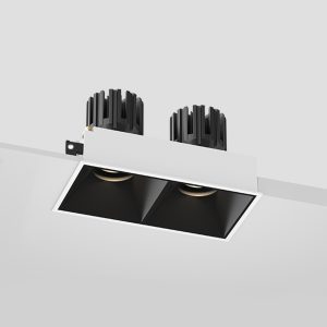 Adjustable double-head recessed ceiling lamp, perfect for accent lighting, corridors, kitchens, and contemporary interiors