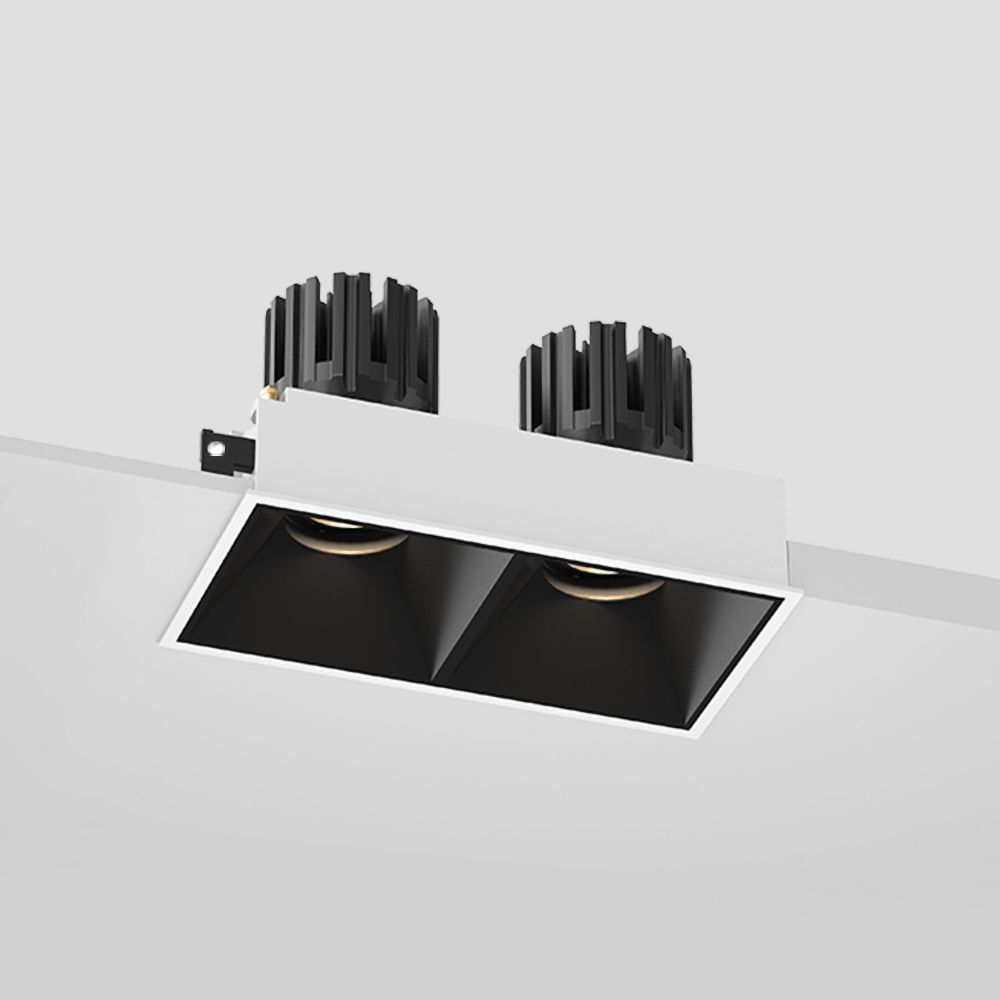 Adjustable double-head recessed ceiling lamp, perfect for accent lighting, corridors, kitchens, and contemporary interiors