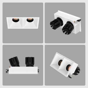 IP20 double-head recessed spotlight, adjustable angles, perfect for accent lighting in hallways, kitchens, and offices