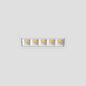 Five-head recessed grille spotlight for modern living room lighting with precise beam control and clean architectural design