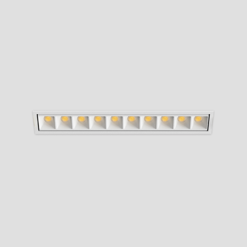 10-head recessed grille spotlight for modern office lighting with clean architectural ceiling integration