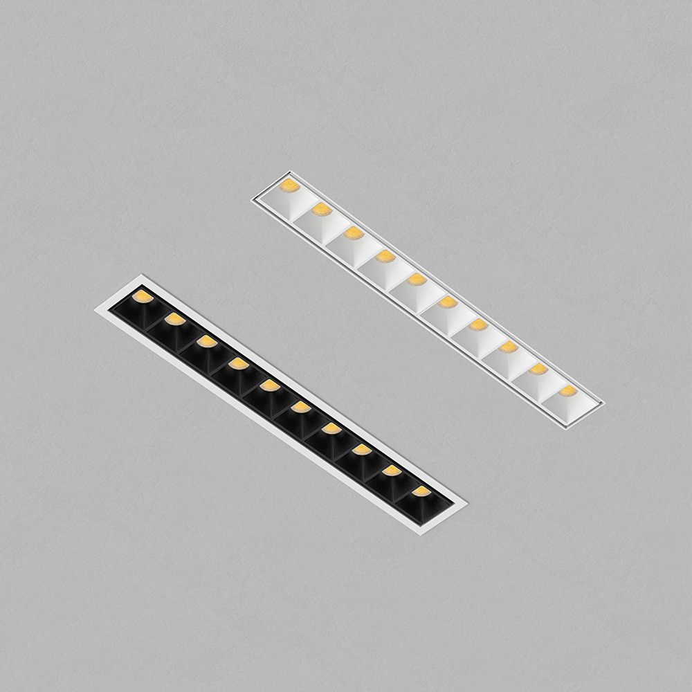 Linear recessed grille spotlight for commercial offices retail stores and contemporary interior lighting projects
