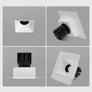 02 GK75-S01QT Square trimless recessed downlight for contemporary kitchen lighting, ideal for minimalist ceiling applications