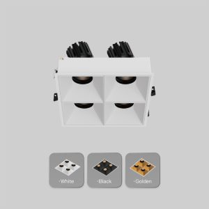 square four-head LED spotlight Adjustable four-head recessed ceiling lamp, perfect for accent lighting in hallways, open plan living spaces, and kitchens