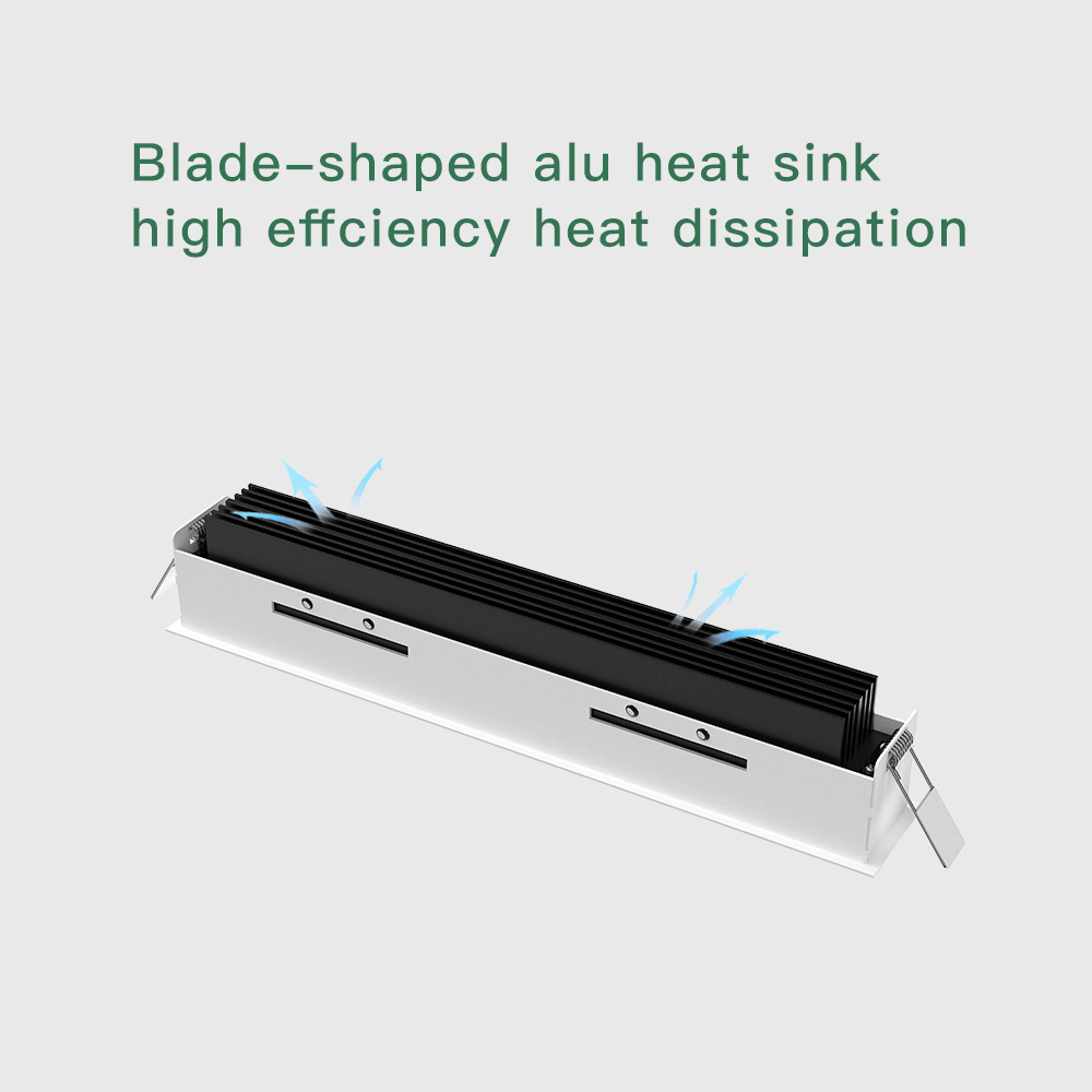 Linear recessed ceiling spotlight for conference rooms showrooms and professional workspace illumination