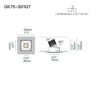 05 GK75-S01QT Architectural trimless ceiling spotlight for hotel lobby lighting and upscale commercial interior projects