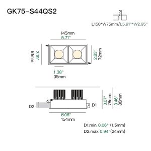 Adjustable recessed double downlight with efficient heat dissipation for modern home and office lighting