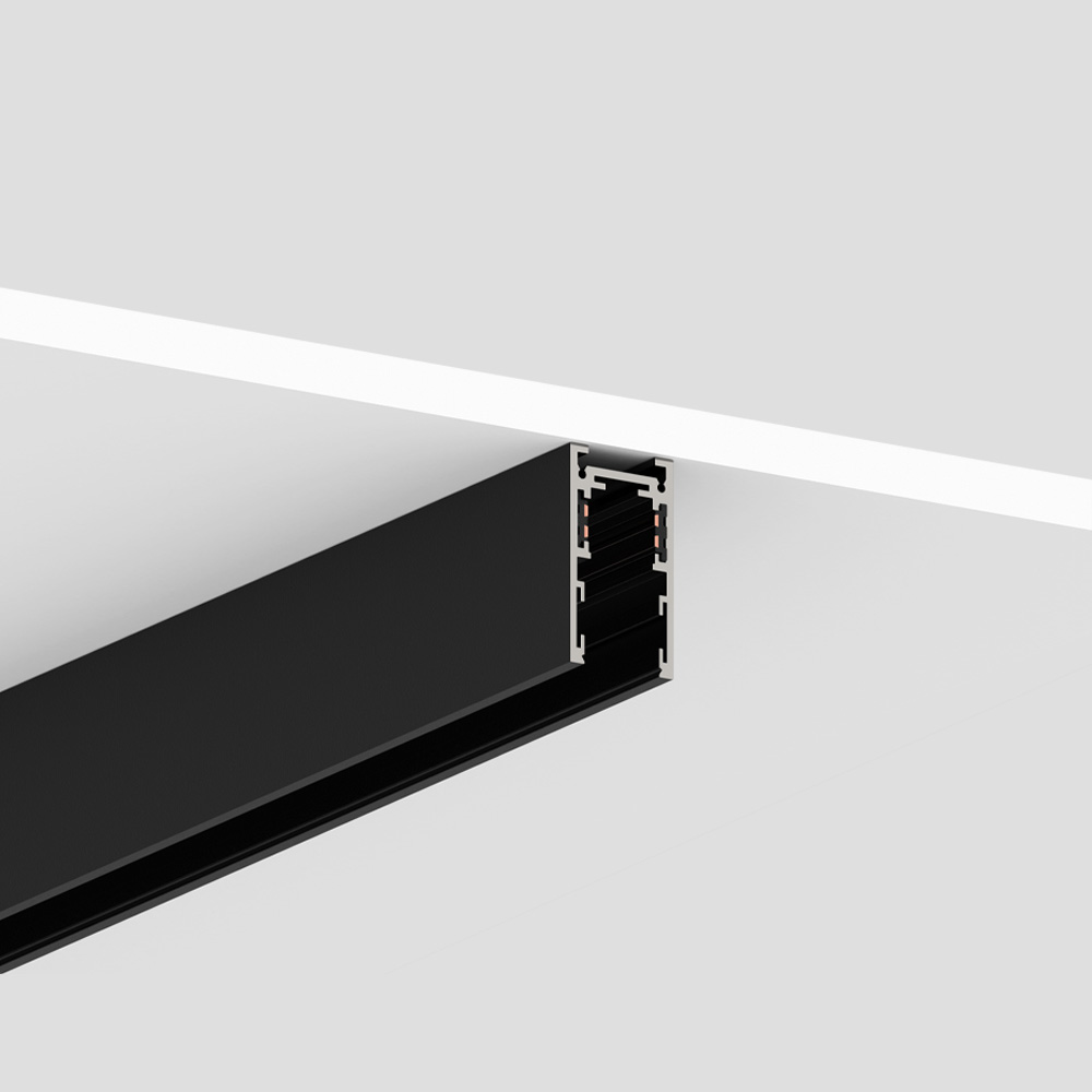 Architectural M19 magnetic track lighting installed on ceilings and walls for contemporary homes, offices and commercial interiors