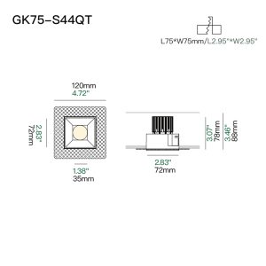 05 GK75-S44QT Compact recessed spotlight with precision beam control for luxury hotel, retail and display lighting projects