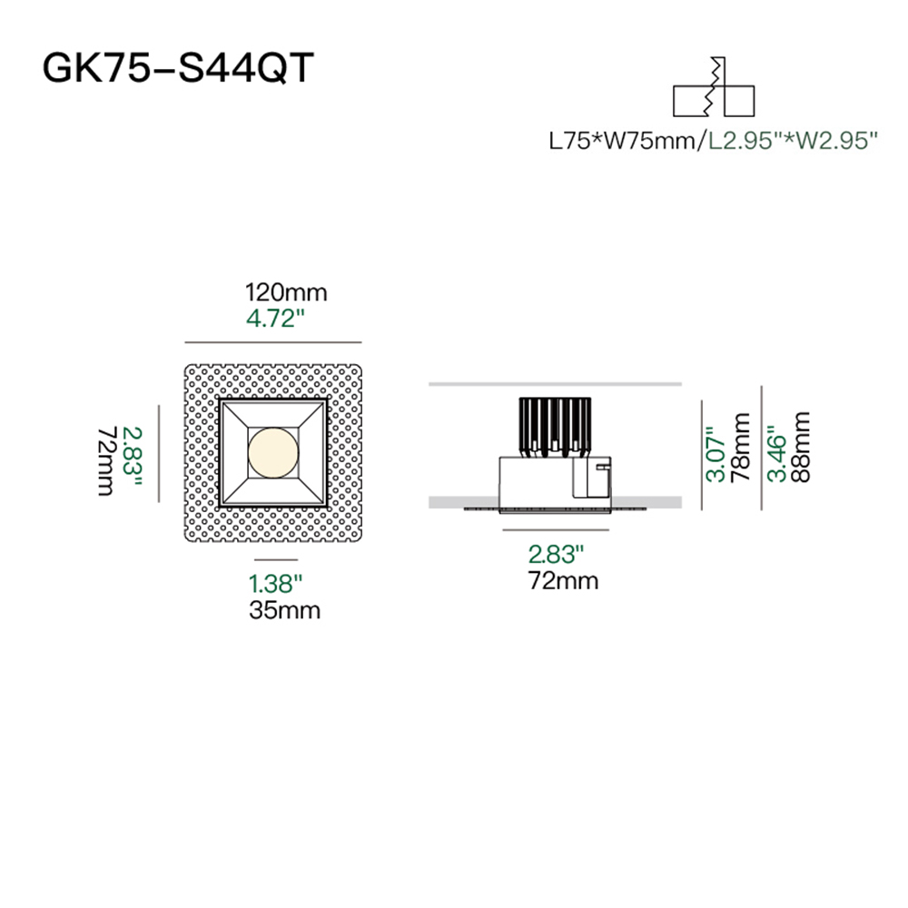 Compact recessed spotlight with precision beam control for luxury hotel, retail and display lighting projects