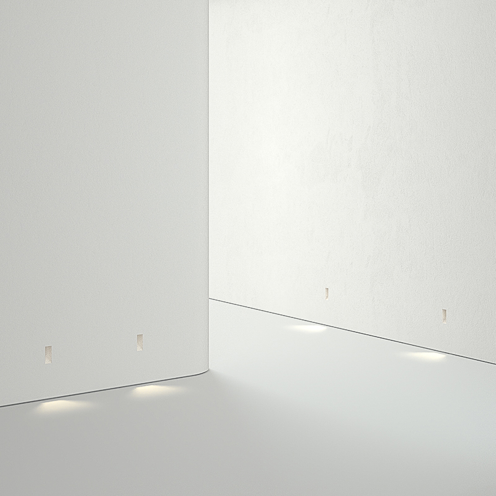 Square architectural plaster wall light for hotels and modern homes, recessed gypsum wall fixture with warm indirect lighting