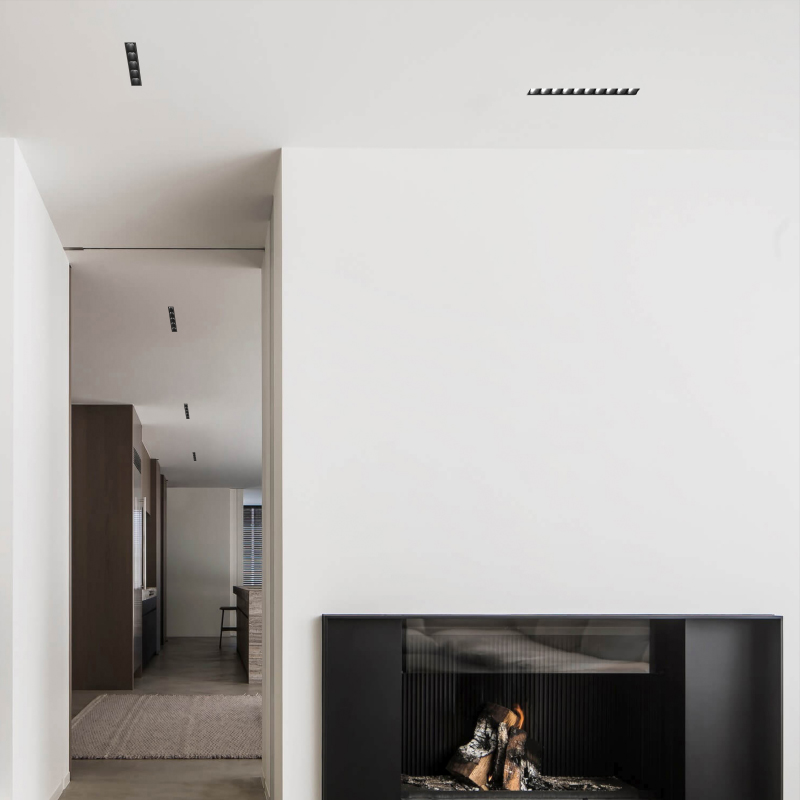 Linear architectural spotlight with recessed installation for modern residential ceilings and professional workspaces
