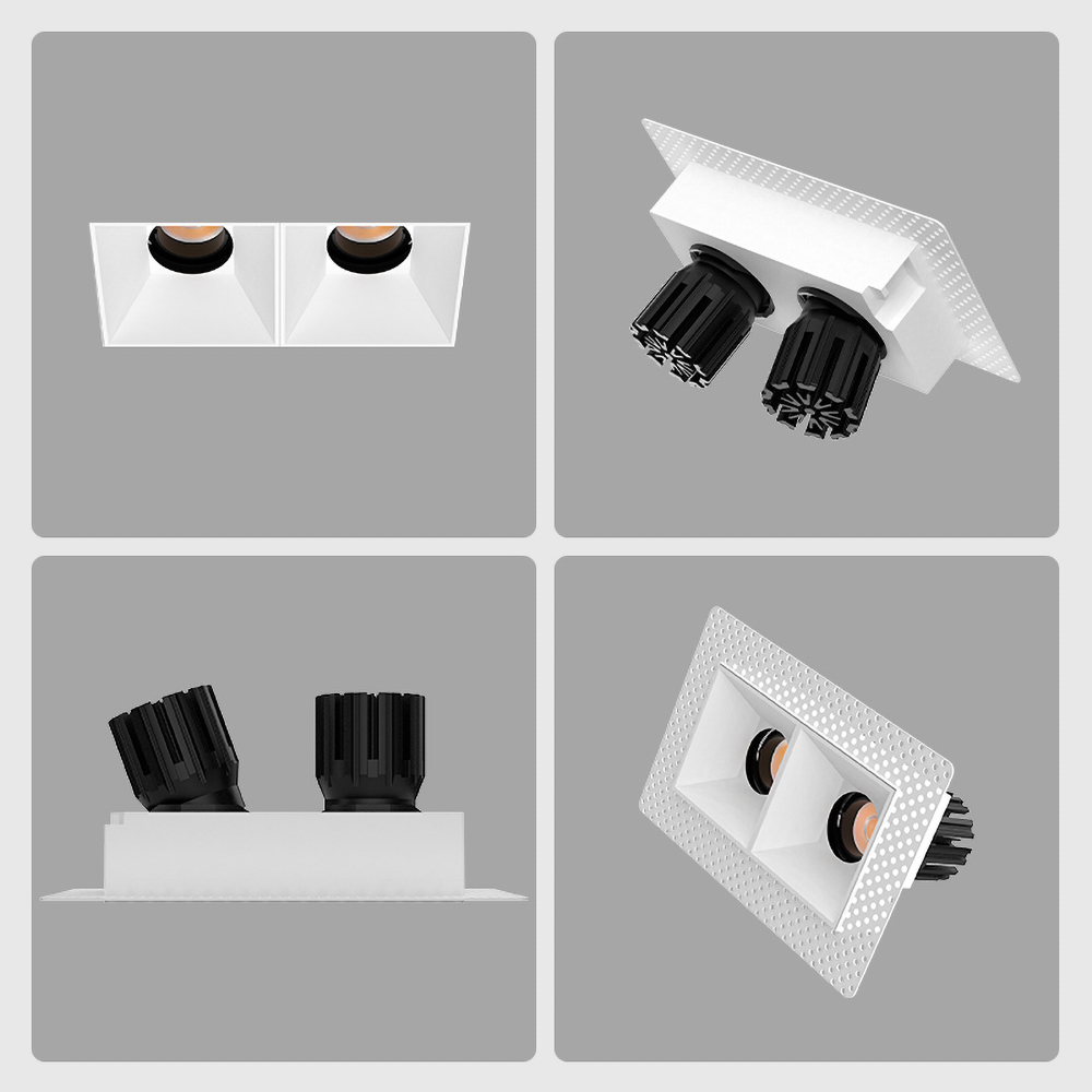 Frameless twin recessed ceiling spotlight for contemporary apartments, corridors and architectural interior lighting projects