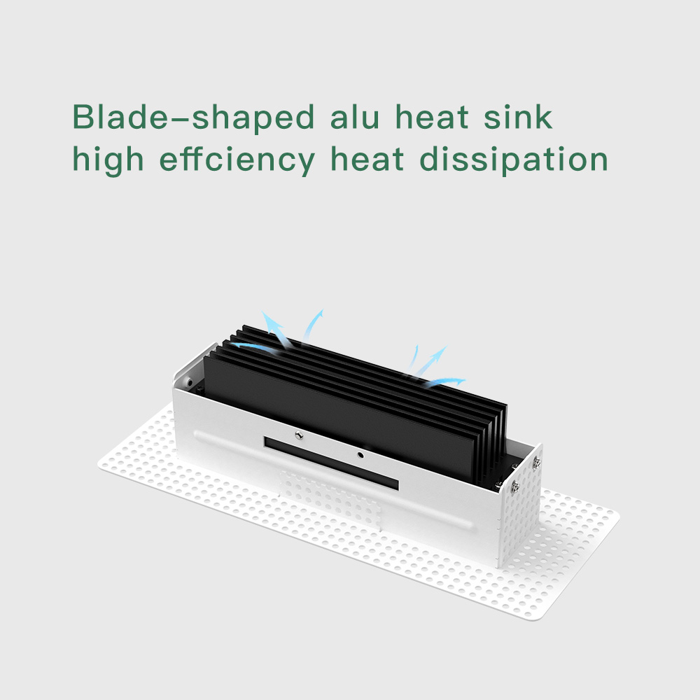 Architectural linear recessed downlight with grille reflector for modern office lighting and upscale interiors