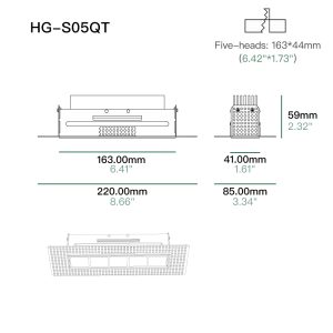 Recessed grille ceiling spotlight for clean minimalist lighting in apartments hotels and commercial buildings