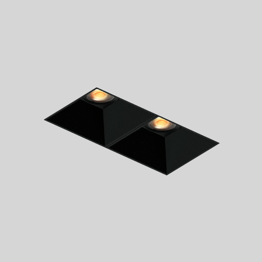 Architectural recessed twin spotlight with anti-glare optics for contemporary kitchen and hallway lighting design