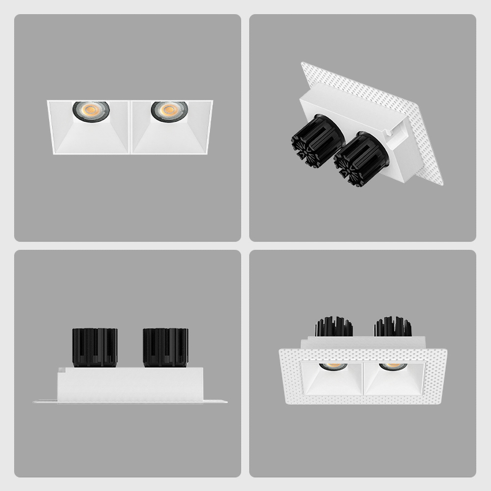 Double head recessed LED spotlight with magnetic detachable module for residential and commercial applications