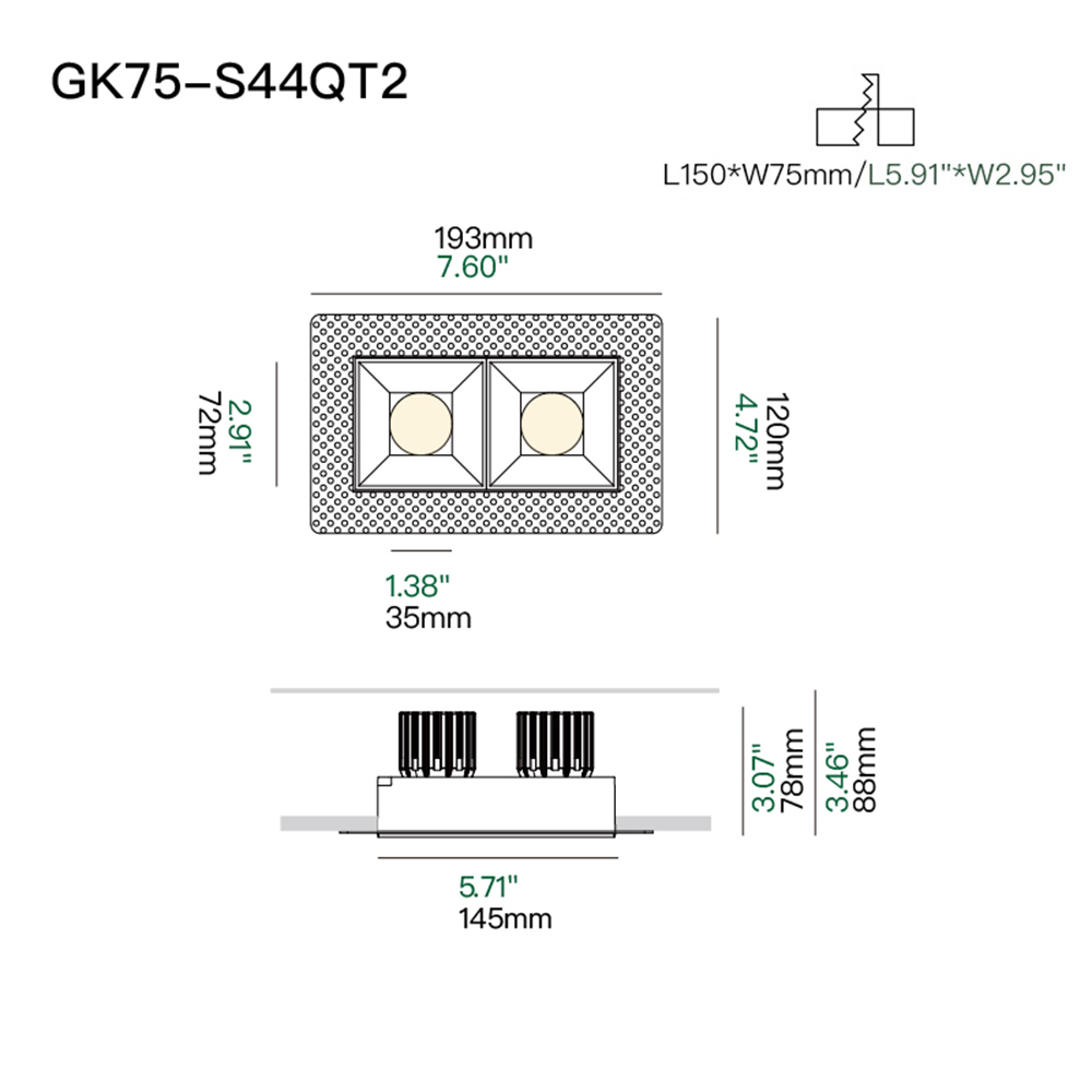 Minimalist recessed waterproof downlight with cold forged heat sink for modern indoor architectural lighting