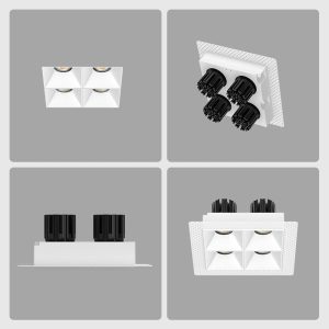 GK75-S44QT4 recessed square led lights Deep anti glare four head waterproof downlight for spa, bathroom and upscale residential lighting projects