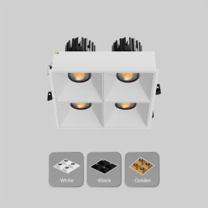 Modern four light recessed ceiling fixture with magnetic fixed installation for villa and hospitality lighting