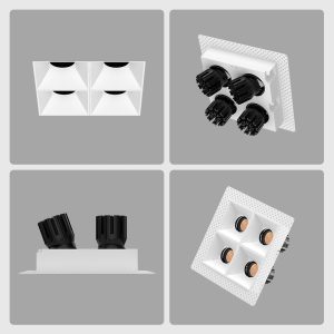 03 GK75-S01QT4 360° Quad head recessed spotlight with deep reflector design for premium residential and boutique lighting projects