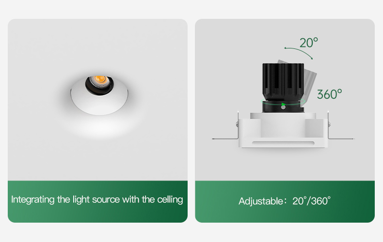 Gypsum plaster-in spotlight with deep anti-glare design, suitable for living rooms, offices and hospitality spaces
