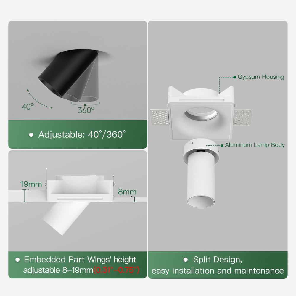 Architectural gypsum spotlight with seamless plaster finish for premium homes, hotels and boutique interiors