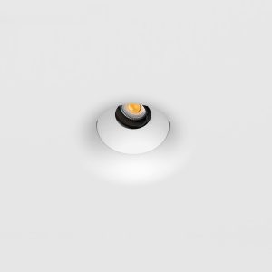 Trimless recessed plaster spotlight for luxury living rooms, delivering clean ceiling lines and precise accent lighting