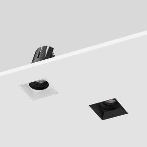 Square adjustable recessed spotlight with high lumen output for luxury homes, hotel lobbies, commercial interiors, and showrooms