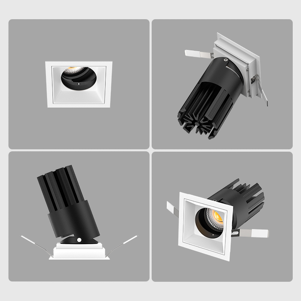 2 inch adjustable recessed spotlight for hallway lighting, modern square ceiling light with precision beam control and low glare