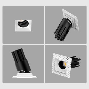 Trimless plaster-in recessed LED spotlight with aluminum reflector for museum, boutique, office, and residential lighting projects