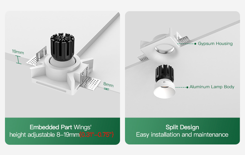 IP44 trimless recessed ceiling light with integrated design for elegant indoor lighting applications