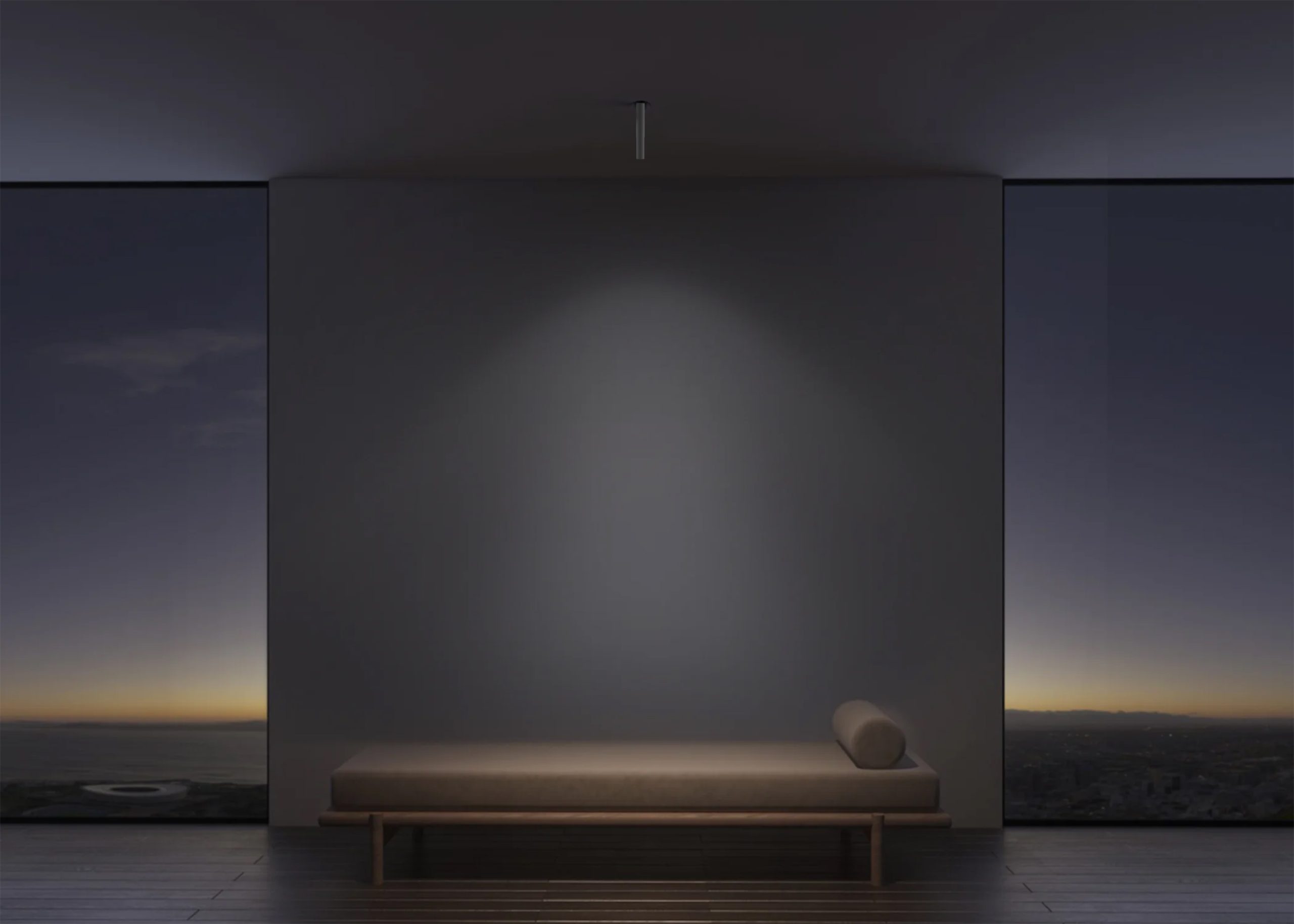 Recessed plaster spotlight for premium architectural lighting, delivering precise illumination in villas, hotels, museums and galleries